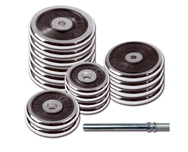 KROM UTEŽI SET 100 kg, 4 x 1,25 kg, 2 x 2,5 kg, 4 x 5 kg, 6 x 10 kg