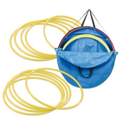 SET 10. GIMNASTIČNIH KROGOV IN NOSILNA TORBA, PREMER 50 cm, RUMENA BARVA