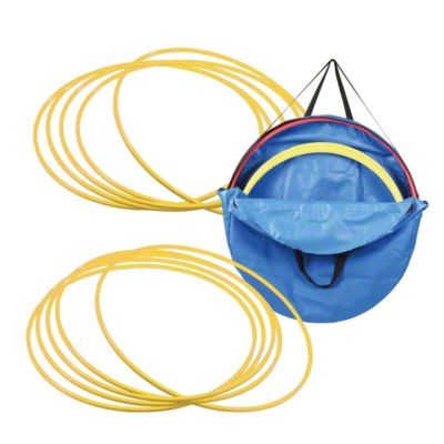SET 10. GIMNASTIČNIH KROGOV IN NOSILNA TORBA, PREMER 80 cm, RUMENA BARVA