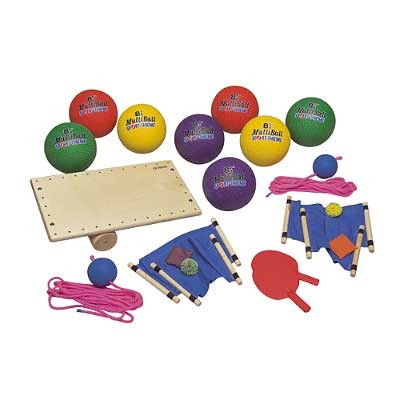 ŠPORTNI PRIPOMOČKI - SET, 1X ROLA-BOLA, 2X KOLEBNICA Z ŽOGO, 2X TENIŠKI LOPAR 'OUTDOOR', 2X ZIP PLAY, 8X MULTI ŽOGA