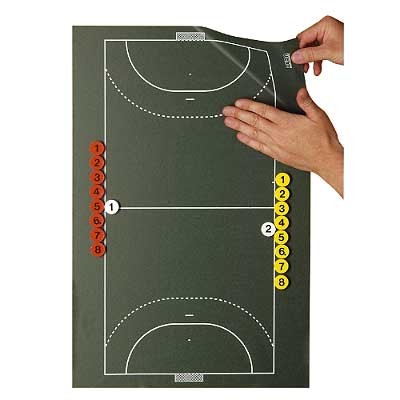 TABLA TAKTIČNA MAGNETAN ZA ROKOMET 72X53 cm, 26 MAGNETKOV: 12X RUMENI, 12X RDEČI, 3X SODNIKI, 1X ŽOGA