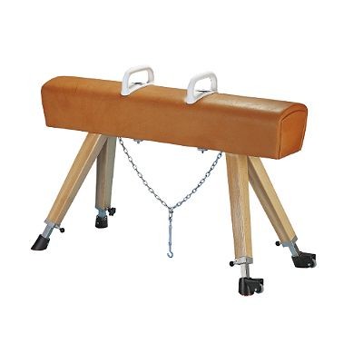 TELOVADNI KONJ Z ROČAJI, LESENE NOGE, 70 kg