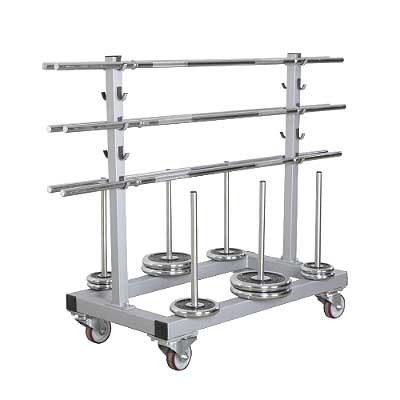 TRANSPORTNI VOZIČEK ZA UTEŽI, OBREMENITEV DO 750 kg, 121x65x110 cm 