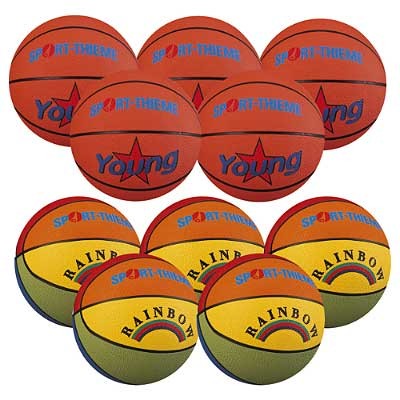ŽOGE ZA KOŠARKO - SET, 5X ŽOGA RAINBOW VEL.5, 5X ŽOGA YOUNG SIZE 5